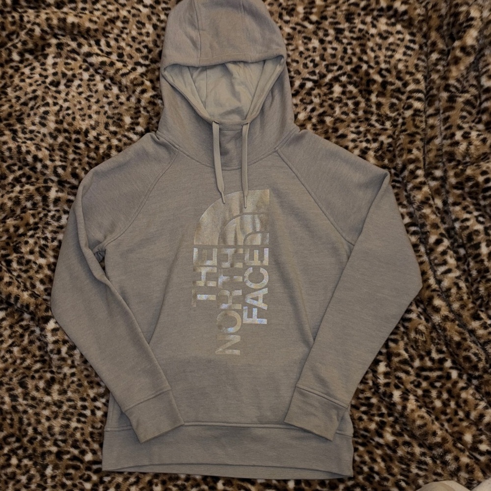 The North Face Gray Hoodie with Silver Logo